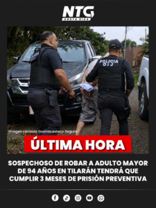 Dictan tres meses de prisión preventiva a sospechoso de asaltar a adulto mayor de 94 años en Tilarán